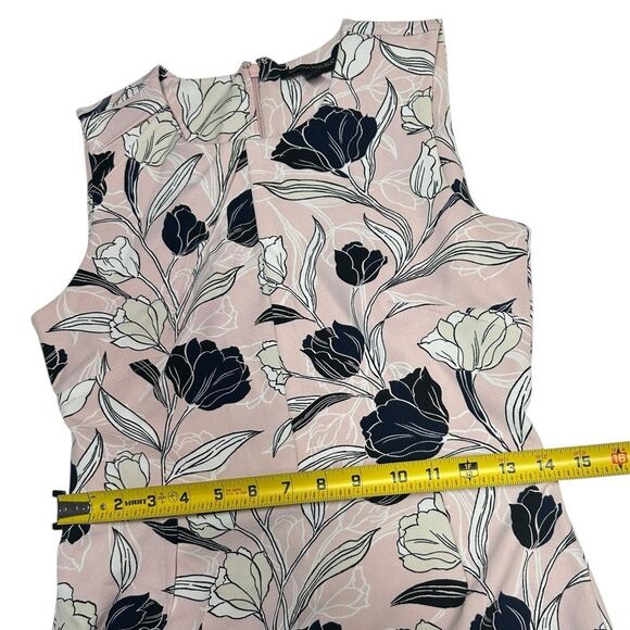 Banana Republic Light Pink Black White Floral Sleeveless Sheath Dress knee - Picture 6 of 9